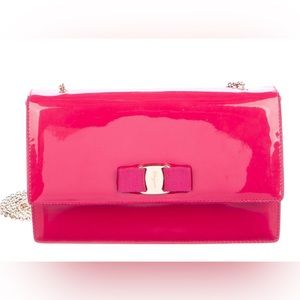 Barbie pink patent ferragamo crossbody purse
